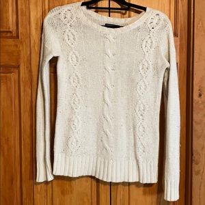 AEO cream beaded cable knit sweater